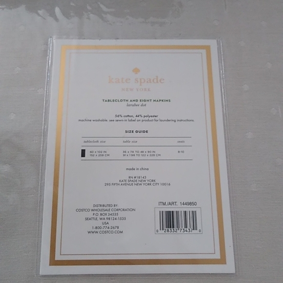 Kate Spade Soft Gold Larabee Dot Tablecloth + 8 Napkins, 9pc Set - Picture 5 of 7